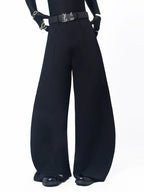 【26s May.】Layered Curved Wide-Leg Black Pants