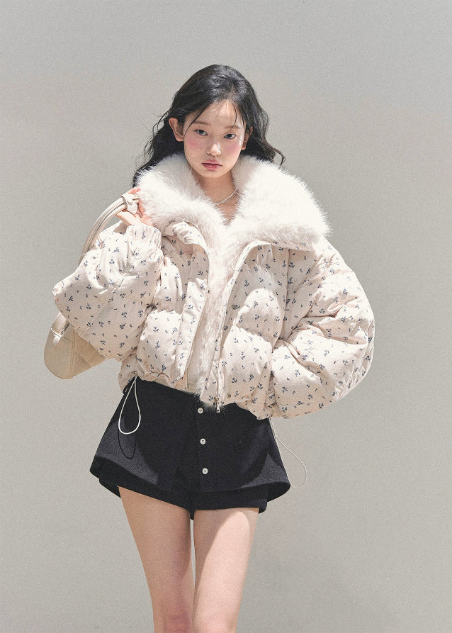 Frost Whisper Plush-Lined Short Down Coat
