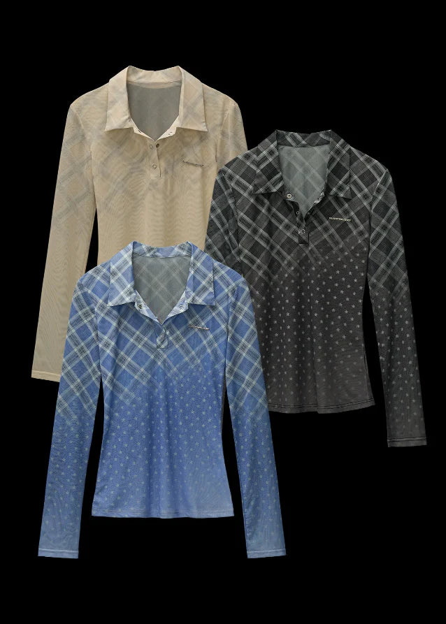 Mesh Gradient Plaid Top
