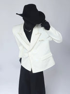 【26s Apr.】Crystal Embellished Padded Shoulder Blazer
