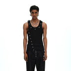 【26s May】Asymmetric Button Deconstructed Slim Tank Top
