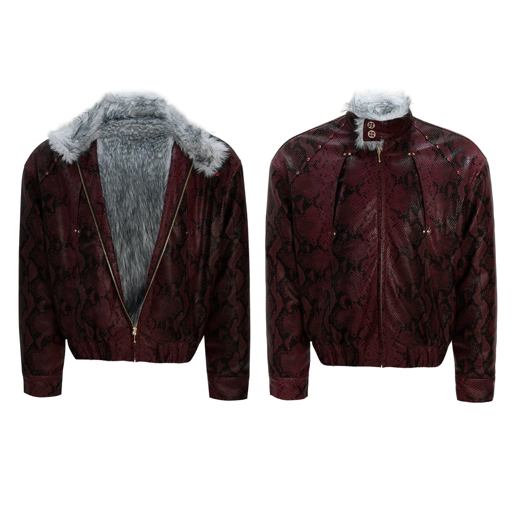 【25s Nov.】"Snowy Silver Fox" Plush Leather Jacket (No Hood)