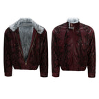 【25s Nov.】"Snowy Silver Fox" Plush Leather Jacket (No Hood)
