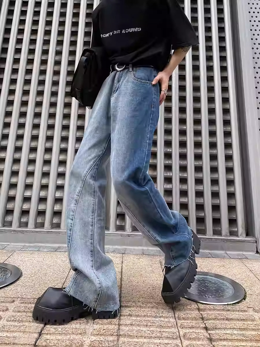 【25s Jul.】Contrast color tie-dye gradient flared jeans