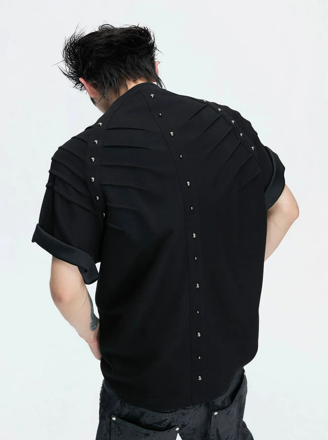 【26s Apr.】Studded Pleated Spine Structure Tee Hover Image