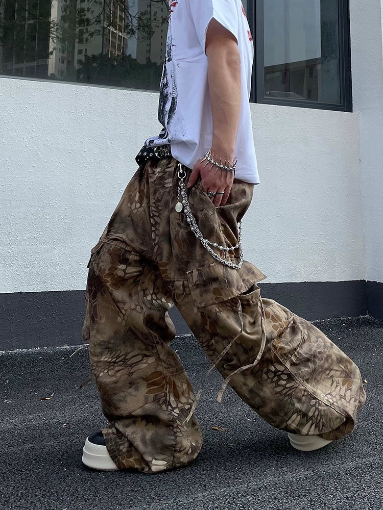 【25s Jun.】Vintage Sand Snake Camouflage Punk Pants