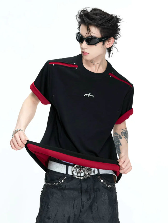【26s Apr.】Reversible Contrast Oversized Sleeve Tee Hover Image