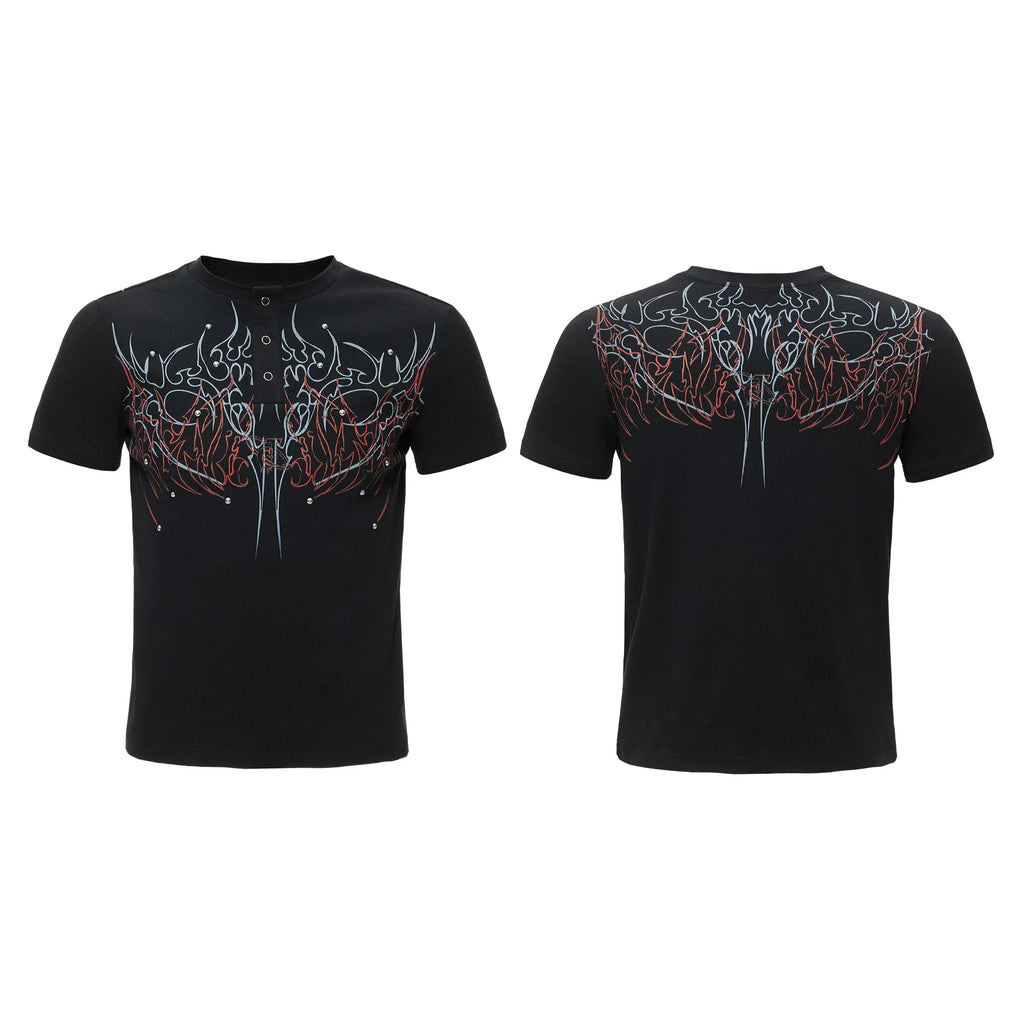 Gothic Flame Studded Slim Tee
