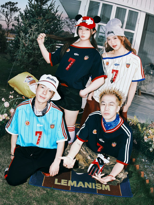 Contrast V-Neck Sports Jersey Tee Hover Image