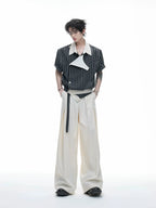 Embroidered Asymmetric Stripe Shirt Tee