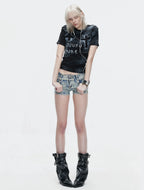 【26s May.】Distressed Cross Studded Slim Tee