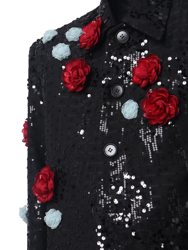 【26s Apr.】Sequin Floral Embellished Cropped Jacket Main Image