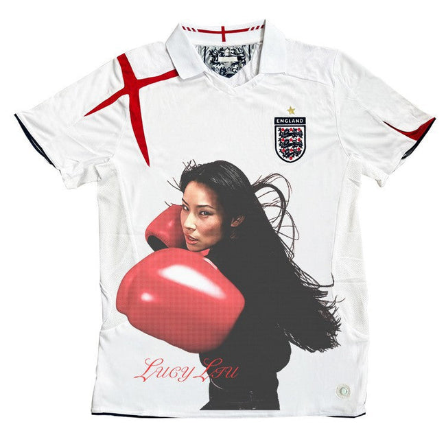 Lucy Liu Red Gloves Football Jersey Hover Image