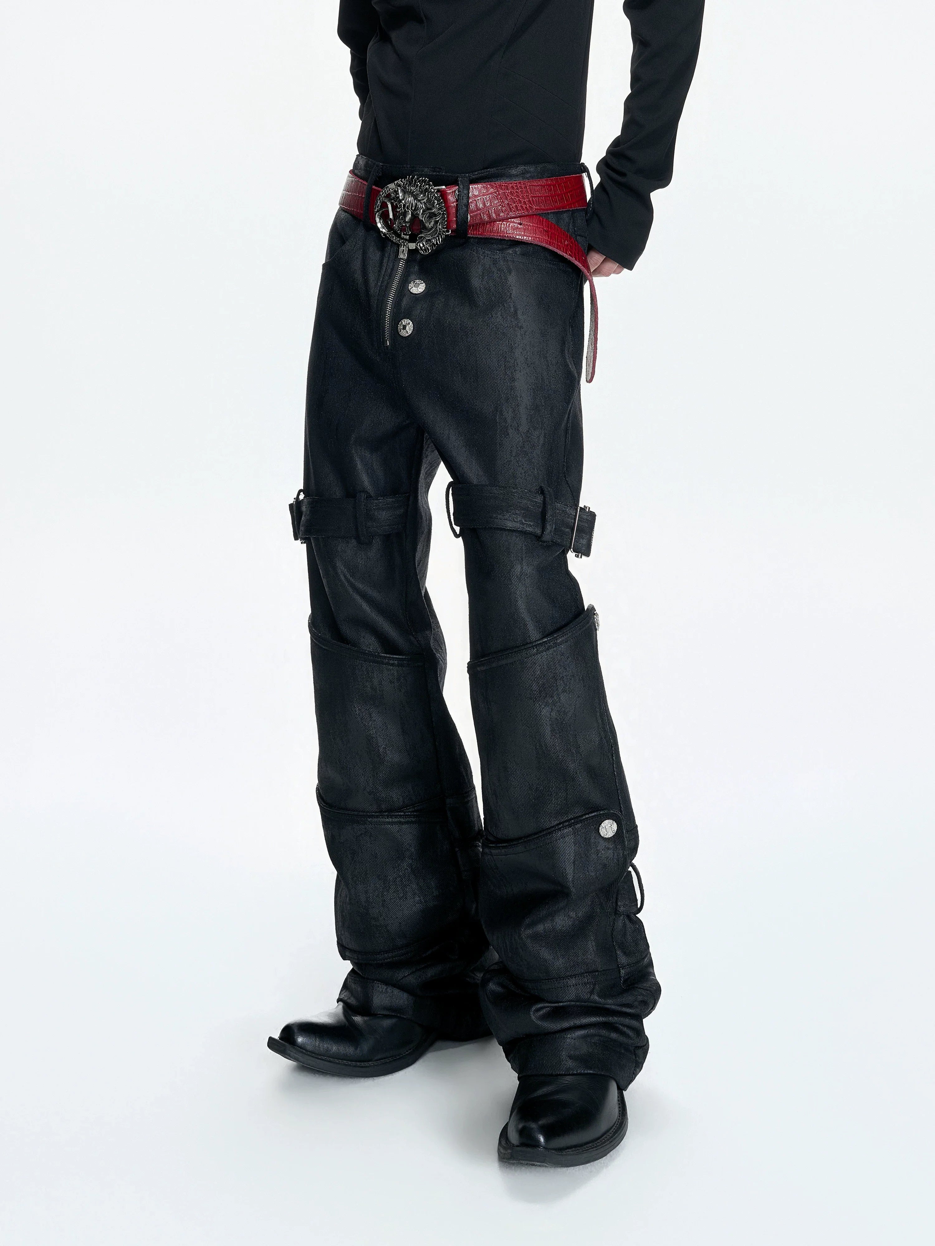 【26s Mar.】Waxed Buttoned Straight Denim Pants