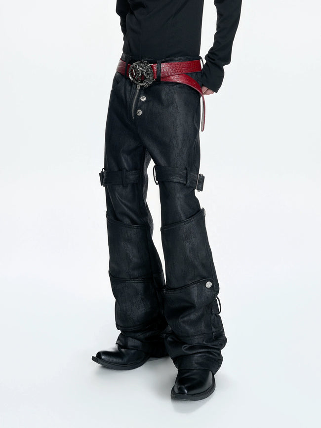 【26s Mar.】Waxed Buttoned Straight Denim Pants Main Image