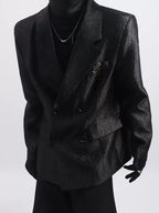 【26s Apr.】Pleated Double-Breasted White Blazer
