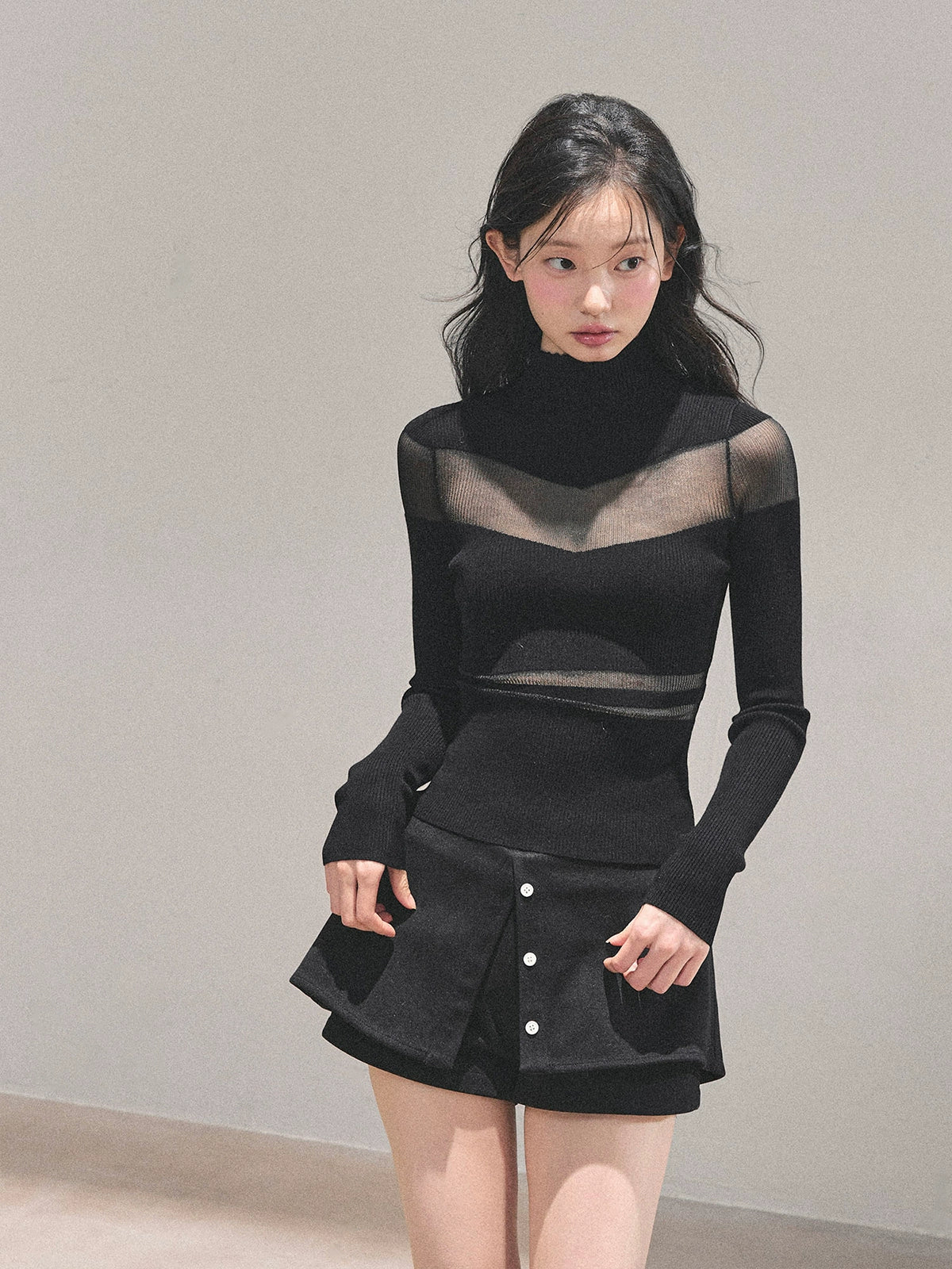 Shadow Lace Semi-Sheer Top