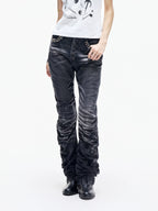 Ice Blue Studded Curved Skinny Jeans