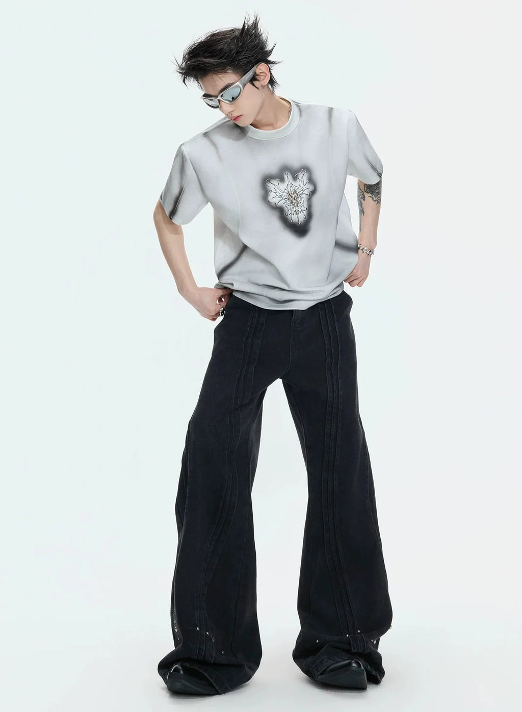 Hand-Painted Gradient Shoulder Tee
