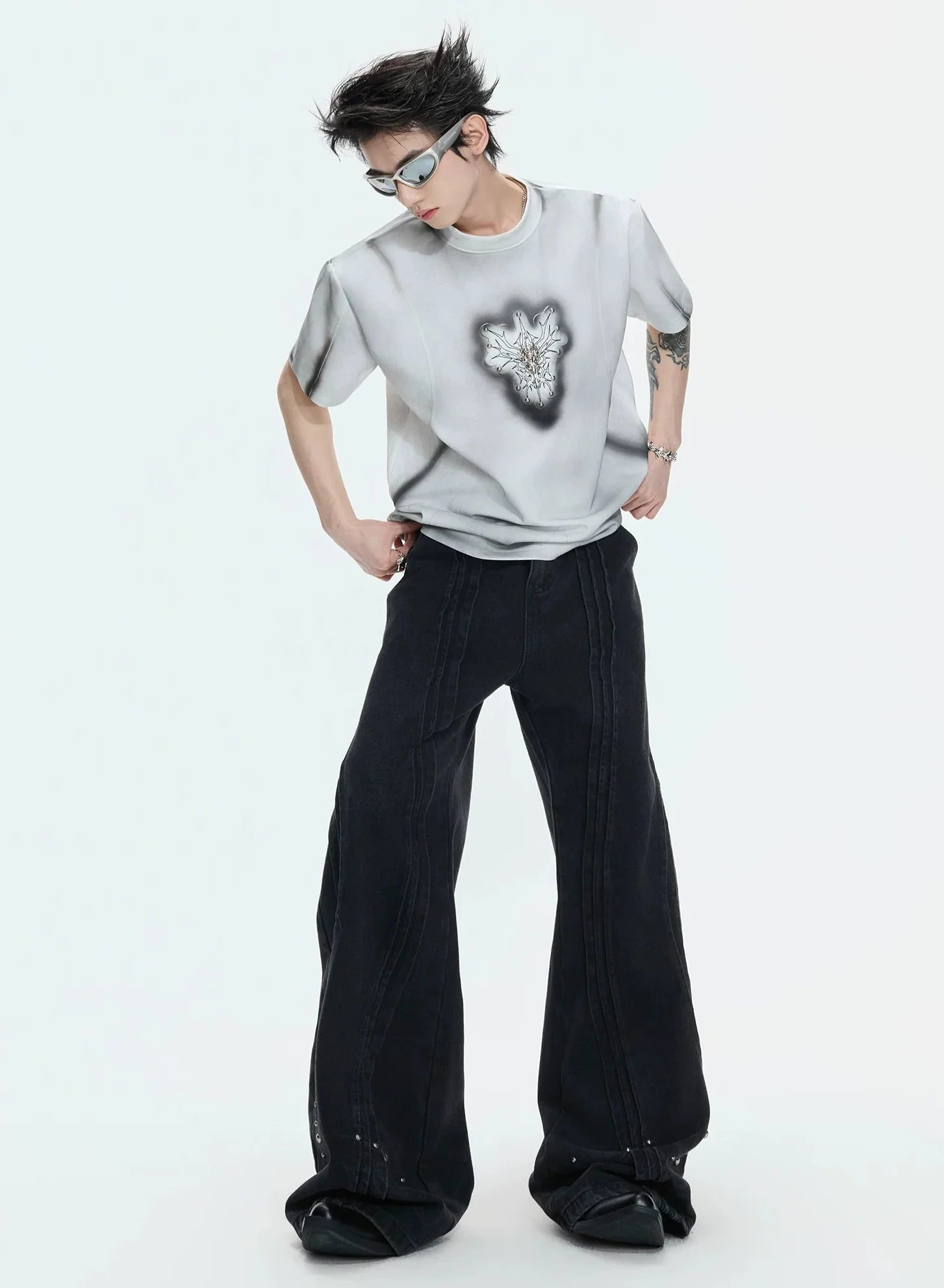 Hand-Painted Gradient Shoulder Tee