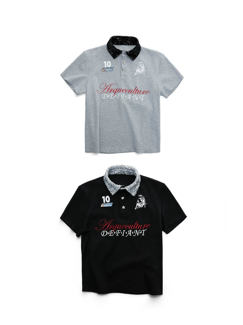 Contrast Sequin Polo Tee