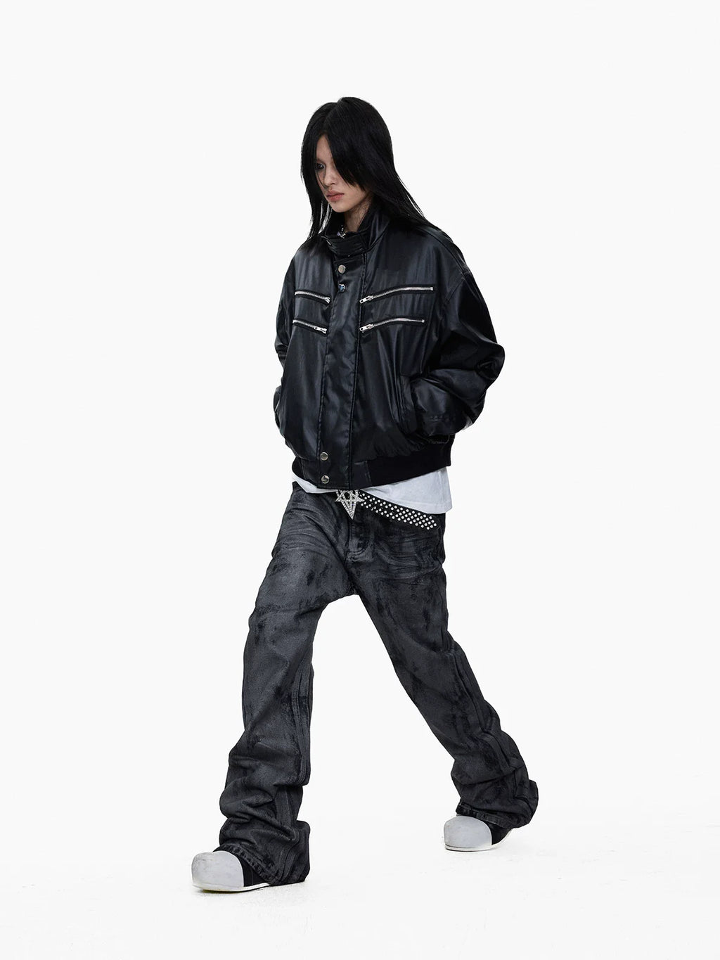Hand-Waxed Stacked Flared Denim Jeans