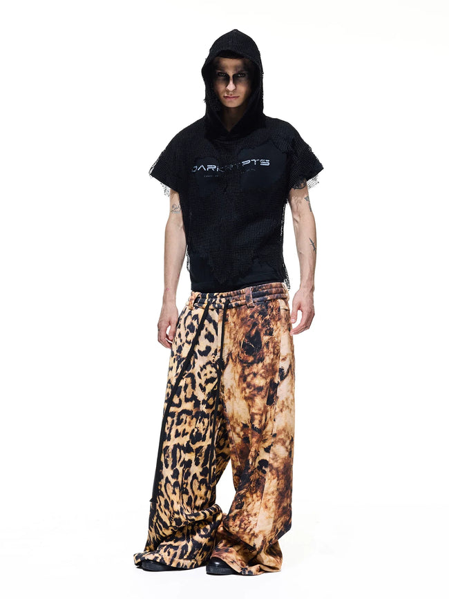 【26s May】Distorted Leopard 3D Print Wide-Leg Sweatpants Main Image