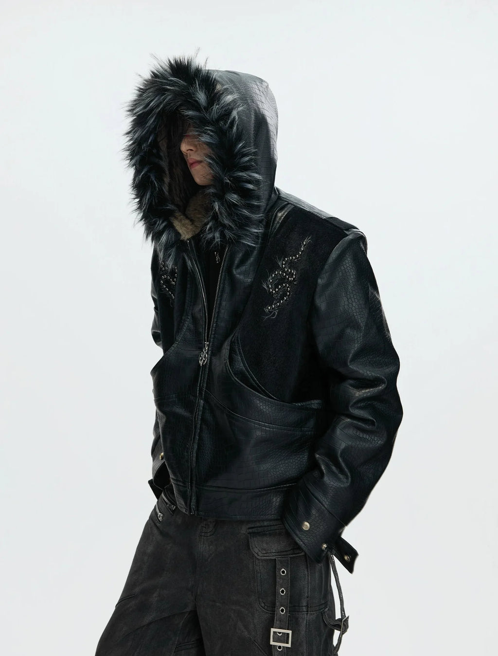 【26s Feb.】Horsehair and Crocodile Print Hooded Jacket