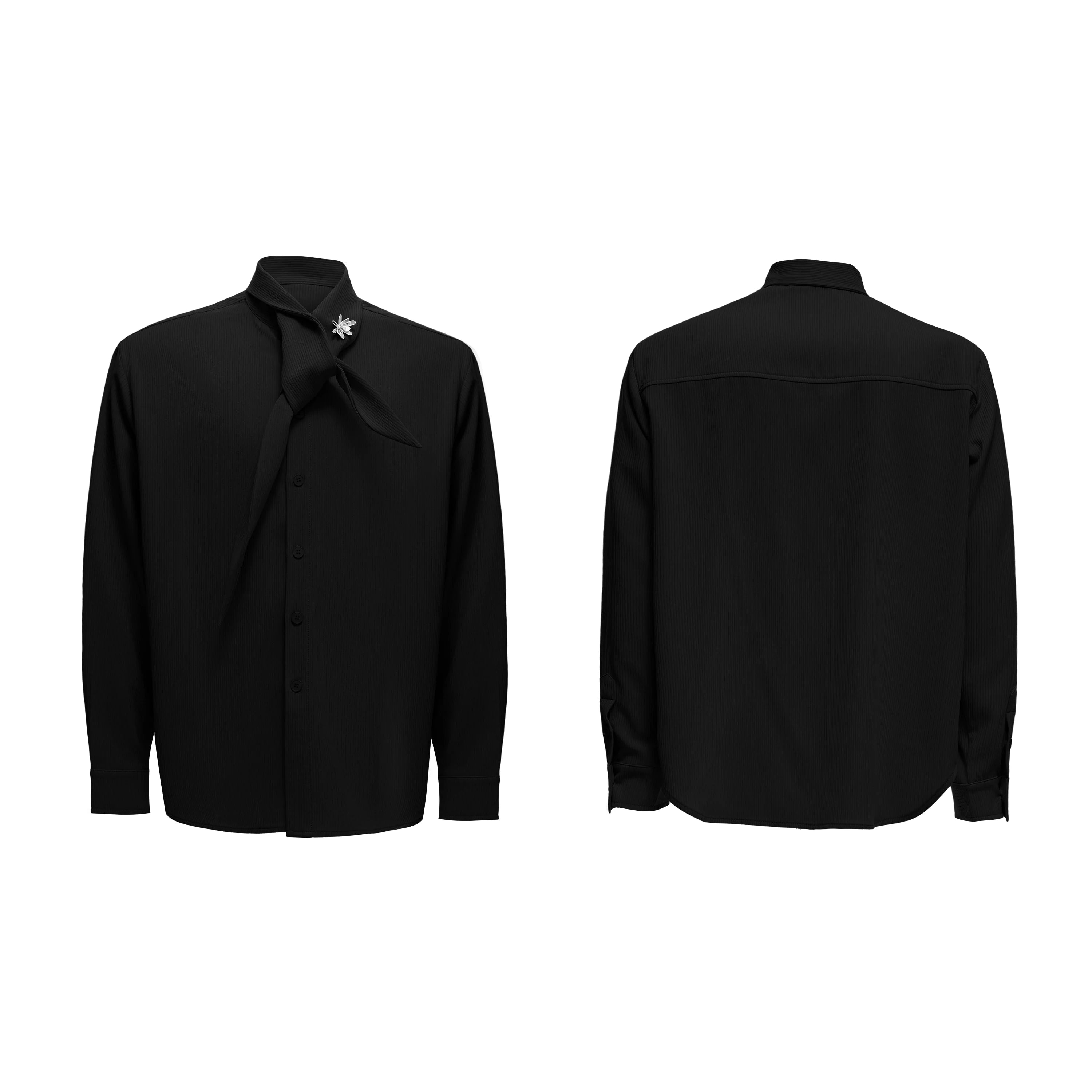 【26s Apr.】Scarf Shoulder Pad Shirt / Drape Wide-leg Pants