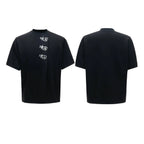 Asymmetric Placket Embroidered Tee