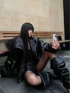【25s Sep.】Punk Mountain Eagle Large Fur Collar Jacket
