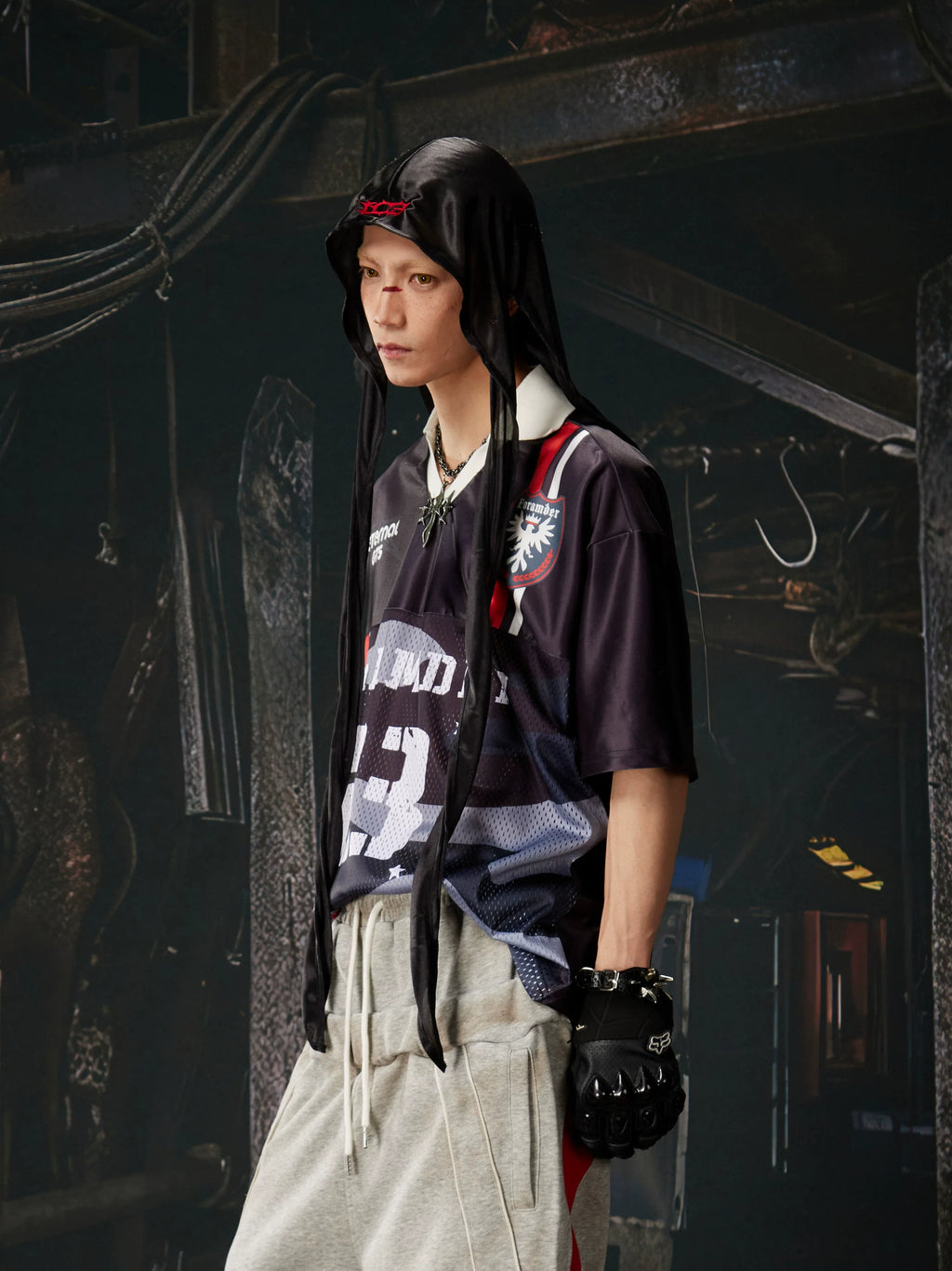 Number Print Contrast Jersey Tee
