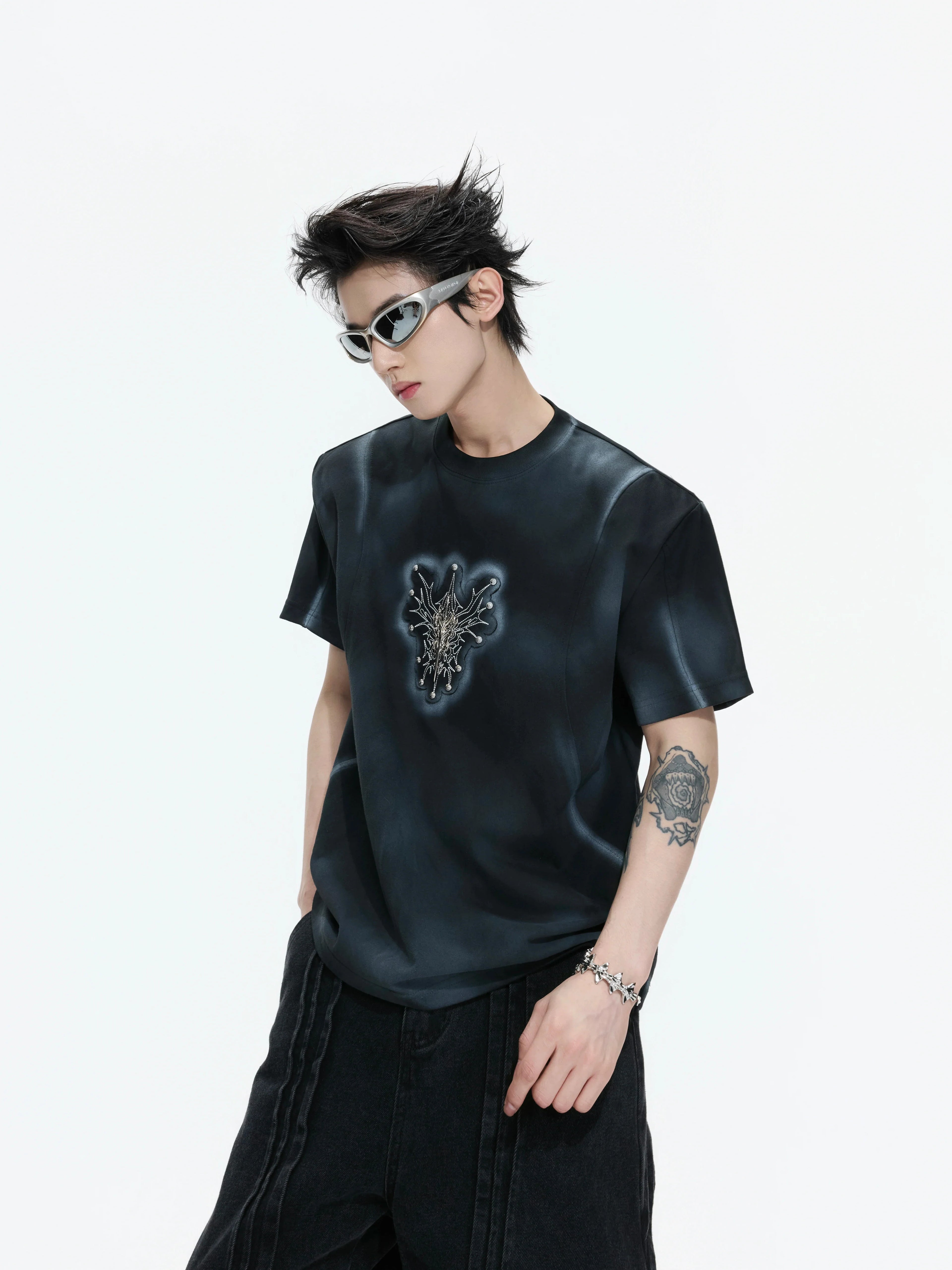 Hand-Painted Gradient Shoulder Tee