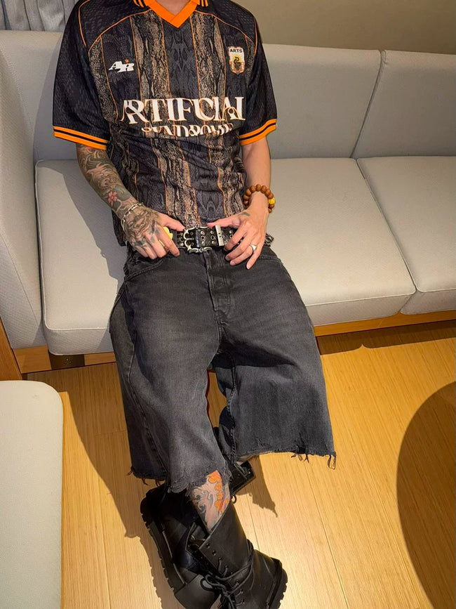 Snake Pattern Polo Jersey Tee Hover Image