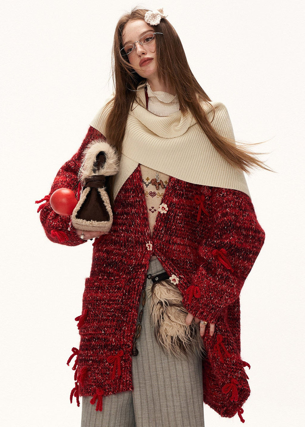 Bow Bloom Chunky Knit Jacket