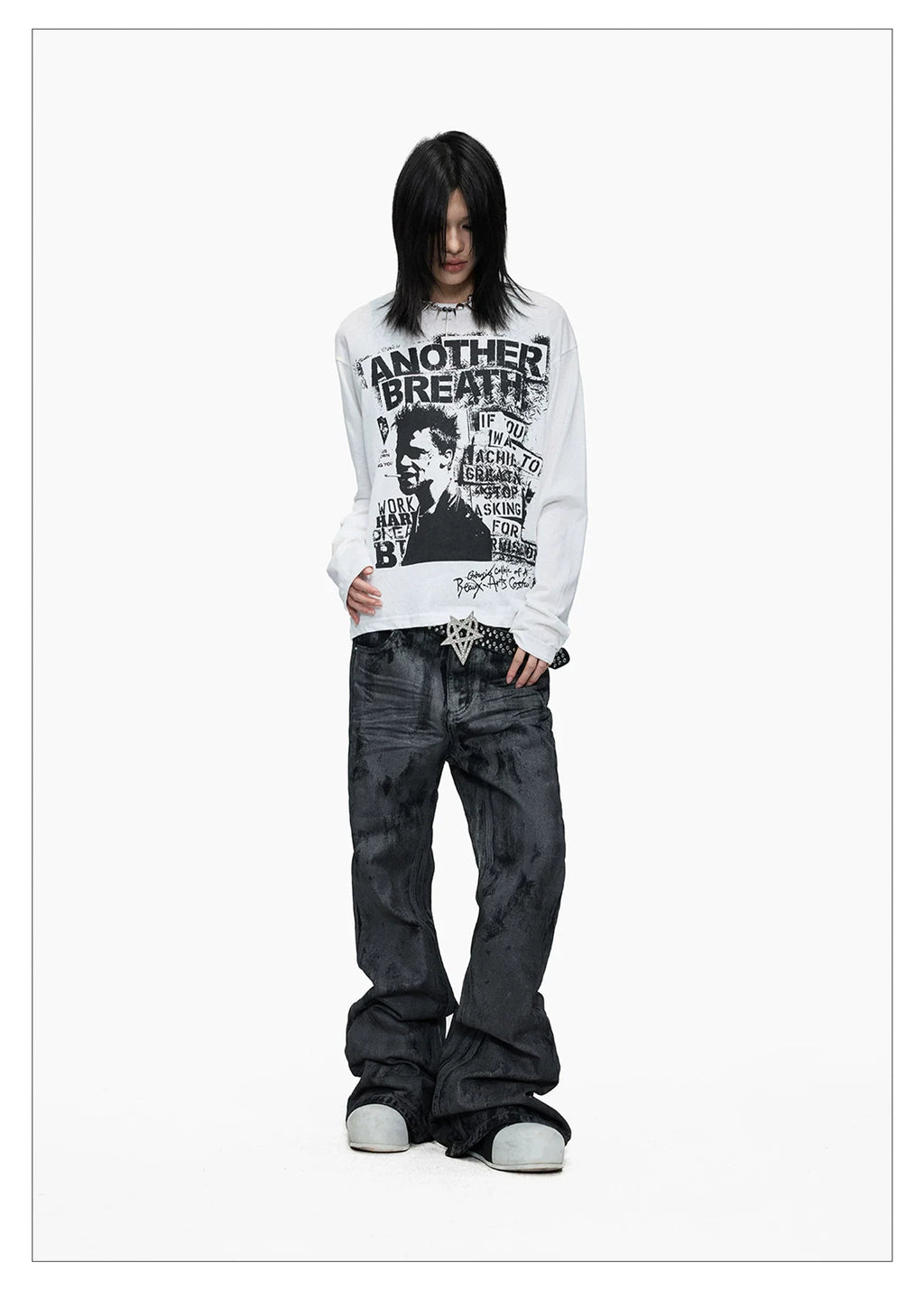 Hand-Waxed Stacked Flared Denim Jeans