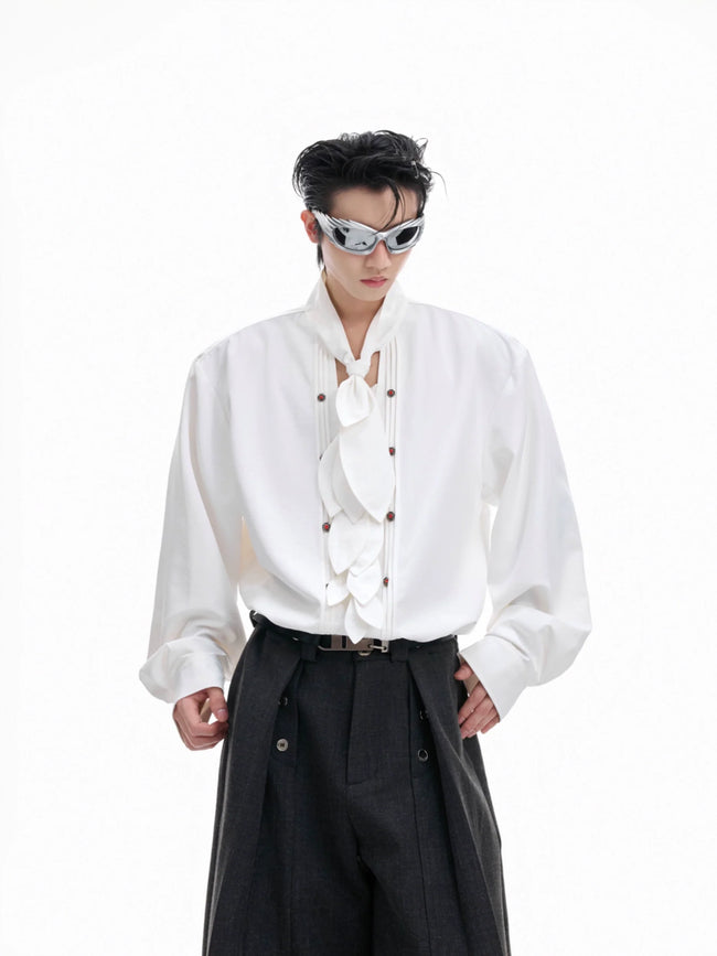 【25s Aug.】Scarf Neckline Ice Silk Shirt Main Image