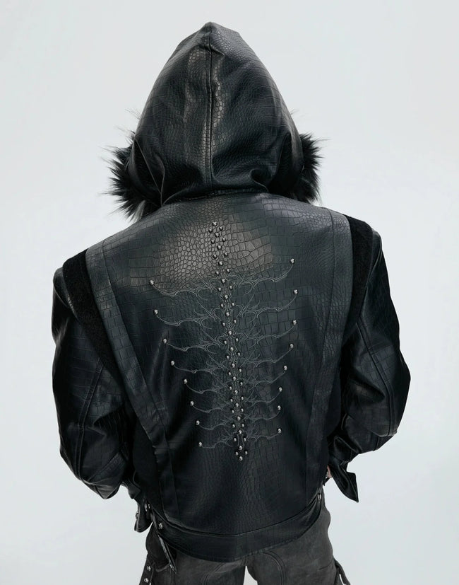 【26s Feb.】Horsehair and Crocodile Print Hooded Jacket Hover Image