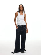 【26s May】Asymmetric Button Deconstructed Slim Tank Top