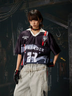 Number Print Contrast Jersey Tee
