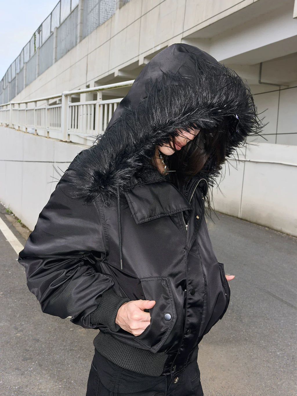 Shibuya MA-1 Fur Collar Bomber Jacket