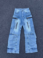 【25s Aug.】Deconstructed Heavy-Washed Patchwork Denim Jeans