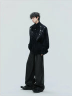 【25s Nov.】High-neck Plush Pearl Embellished Sweater