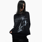Distressed Punk Guitar Graphic Long Sleeve Tee