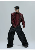 【25s Oct.】Python Textured Leather Fashion Jacket