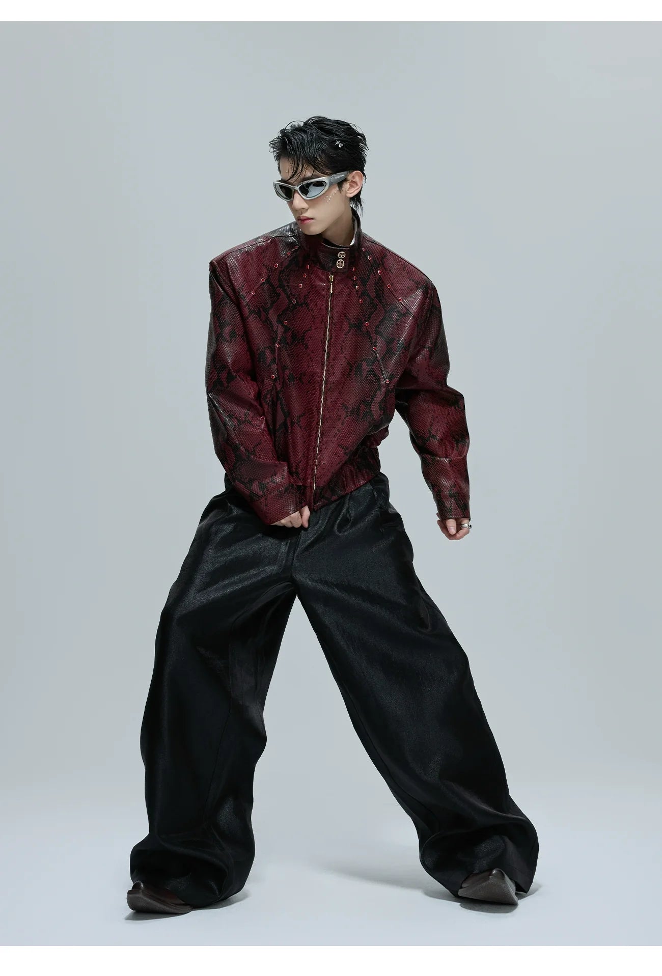 【25s Oct.】Python Textured Leather Fashion Jacket