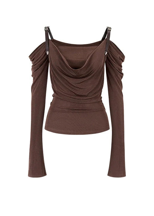 Draped Strap Hybrid Off-Shoulder Top