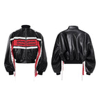 【25s Dec.】Color-blocked Ribbon Racing Leather Jacket/ Pants