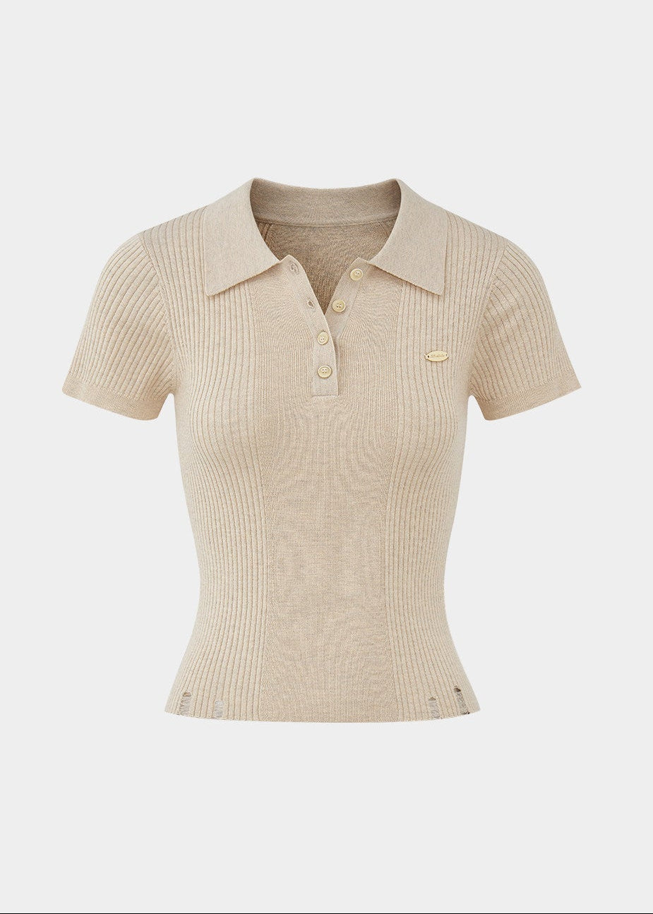 Soft Ivory Polo Knit