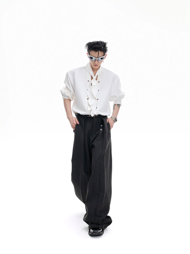 【25s Aug.】Scarf Neckline Ice Silk Shirt Hover Image